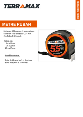 Equipement d'atelier - Mesure - Mètre ruban 5 m